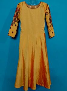 wedding Golden Ethnic silk Gown