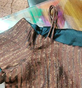 Sparkling Brown Assymetric Peplum Top