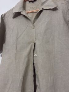 Casual Beige Button-Down Shirt