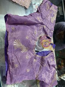 Elegant Lavender Embroidered Saree