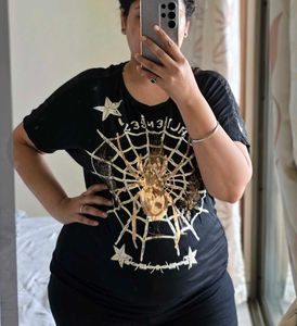 Halloween Spiderweb Print T-Shirt