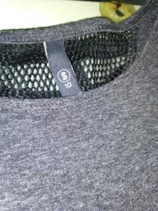 Grey Top with Mesh Detail - Size S