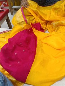 Vibrant Yellow Silk Saree