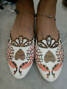 Embellished Peacock Flat Sandals