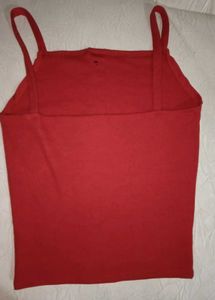 Red Button-Up Crop Top