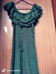 Olive Green Ruffled Maxi Dress