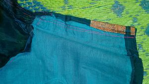 blue organza saree