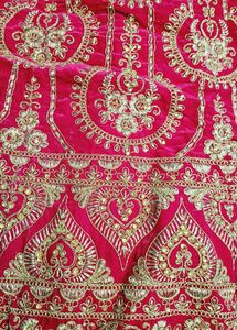 Stunning Pink &amp; Gold Embroidered Lehenga Skirt