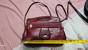 Chic Maroon Leather Handbag