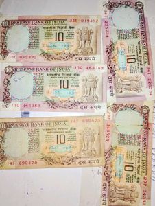 5 vintage peacock 10-rupee notes