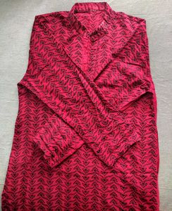 Men's Embroided Red Kurta