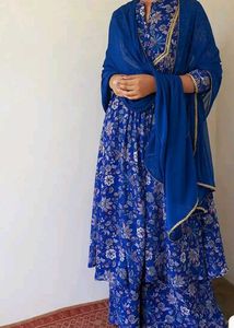 Jansaya brand Blue Anarkali Festival 3pc suit