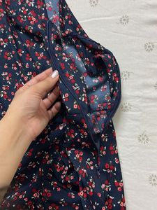 Chic Navy Floral One-Shoulder Dress