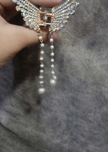 Sparkling Wing Hair Claw Clip with Pearls