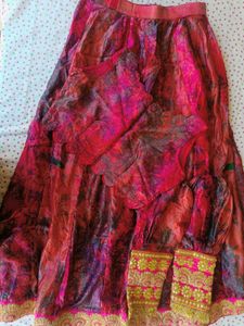 Vibrant Pink & Red Lehenga Choli Set