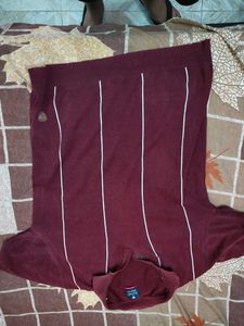 Maroon Striped Polo T-Shirt