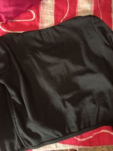 Black Ribbed tie up Wrap Crop Top