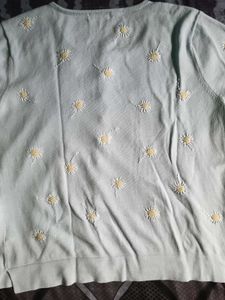 Light Blue Embroidered Cardigan