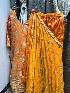 Orange Color Plazo Suit