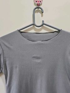 Ribbed Grey Top