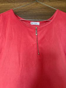 Stylish Coral Asymmetrical Top