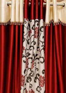 Elegant Red Floral Curtains new (pack of 3)