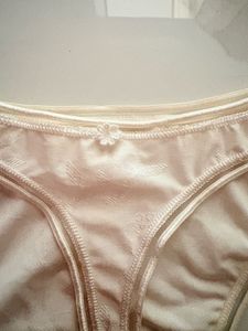Cream Satin Thong Panty