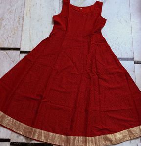 Casual Red Cotton Kurta