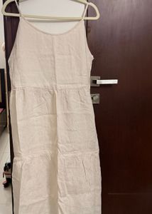 Linen Blend Tiered Midi Dress
