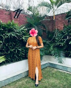 Dressberry Mustard Yellow And Animal Print Mexi Dress