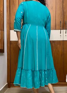 Teal Embroidered Anarkali Kurta