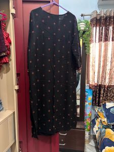 Black Kurta with Orange Embroidery