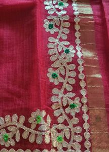 Beautiful Red Embroidered Saree with  blouse p