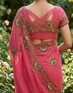 Embroidered Rust Saree