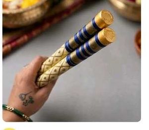 Traditional Designer Wooden Dandiya Sticks Set | N
