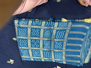 Beautiful Teal Bandhani Saree