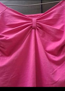 y2k Chic Pink Ruched Bow Top