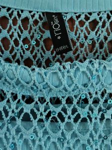 Sparkly Blue Crochet Top