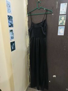 black satin party dress