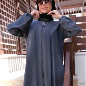 Elegant Dubai Grey Abaya with Zipper