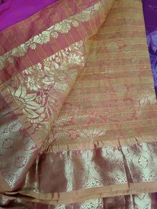 Vibrant Pink pattu Saree with Gold Border
