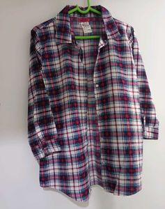 Classic Plaid Button-Up Tunic Shirt