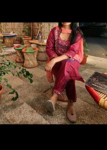 Combo Kalini Red Kurta And Silk Suit