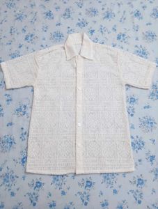 White Lace Short Sleeve Shirt