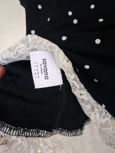 Cute Polka Dot Lace Trim T-Shirt