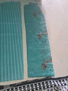 Teal Floral Dress Material Set