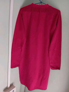 Brand New Pink Woolen Kurti With Floral Details