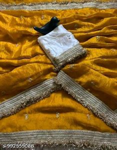 kerwachuth special Yellow Embroidered Sa
