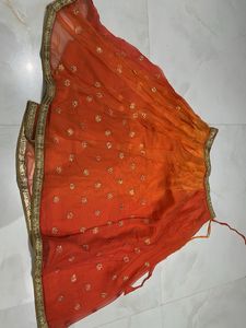 Orange Ombre Embroidered Skirt