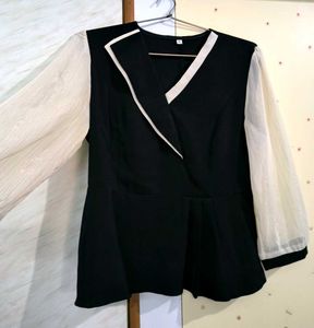 Fancy B&amp;W Peplum Top ♠️